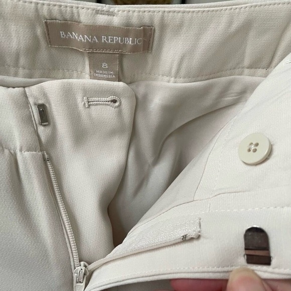 Banana Republic Straight Leg Ivory Stone Tie Waist Pants 8 - Picture 7 of 8